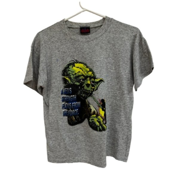 1996 STAR-WARS ROTJ “A Jedi’s Strength”  T-Shirt RARE GREY XL Youth - Picture 1 of 4
